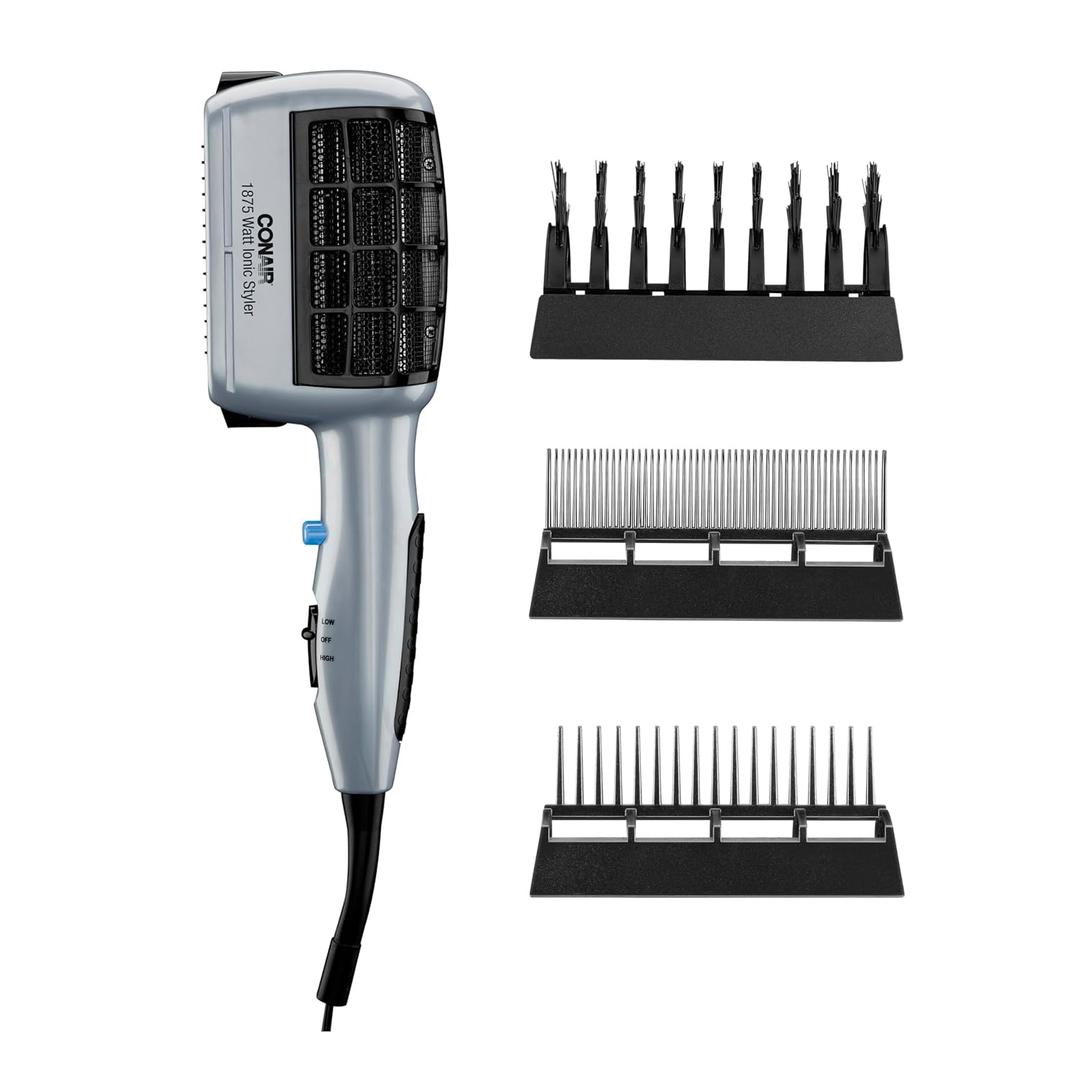 Conair 3-in-1 Styling Hair Dryer, 1875W Blow Dryer with 3 Styling Attachments to Detangle, Straighten, and Volumize, Ionic Technology, Dual Voltage