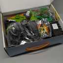 TUMAMA Dinosaur Toys Race Track, 281 Pcs Dinosaur Train Set for Kids 3-5 5-7, Flexible Train Tracks with 4 Dinosaurs Figures, 2 Electric Race Cars with Light, Create A Dinosaur Road Race for Toddlers