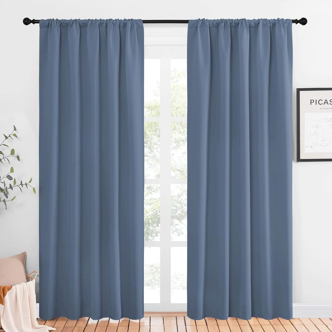 NICETOWN Blackout Curtains Window Draperies - Window Treatment Thermal Insulated Solid Room Darkening Drapes for Bedroom (Stone Blue, Set of 2 Panels, 52 by 84 inches Long) NICETOWN Blackout Curtains Window Draperies - Window Treatment Thermal Insulated Solid Room Darkening Drapes for Bedroom (Stone Blue, Set of 2 Panels, 52 by 84 inches Long)