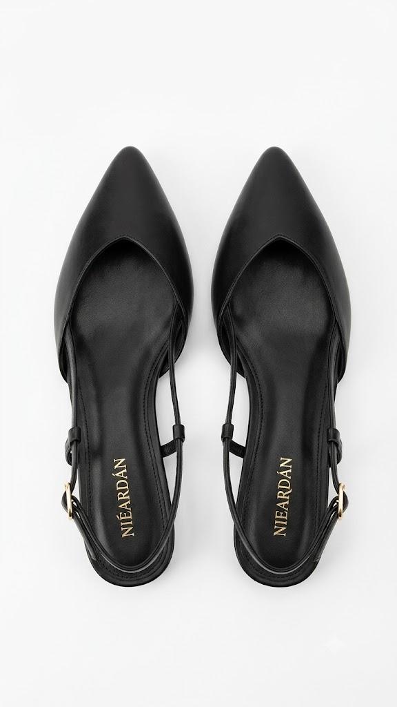  Slingback Flats for Women, Pointed-Toe Elegant Women's Ballet Flats with Buckle Strap, Classic Low Heel Dress Shoes for Casual Work Office Party