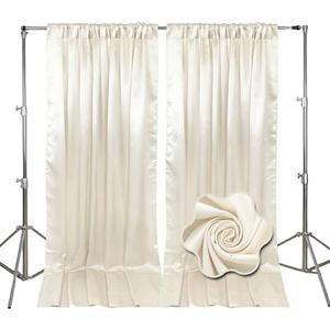 10ft x 10ft Ivory White Backdrop Curtains for Parties, Fabric Satin Background Curtain with Rod Pockets for Weddings, Birthday, Baby Shower, Photography, Graduation Party Backdrop Drapes, 2 Panels