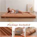 Zelladorra Japanese Floor Mattress, Futon Mattress with Portable Storage Bag and Washable Cover, Roll Up Thick Tatami Mat Suitable for Camping, Guest Room, Light Coffee, Queen