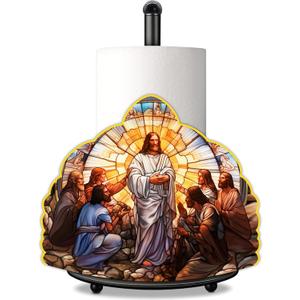 Nativity Scene Christianity Paper Towel Holder Countertop for Christmas Indoor Kitchen & Bathroom Decorations Xmas Decor Home Large Metal Paper Towel Holders for Christian