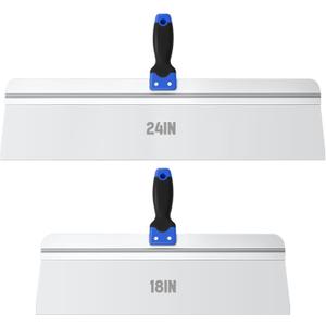2 Pcs 18" and 24" Stainless Steel Drywall Taping Knife Set Drywall Skimming Blade with Soft Grip Handle for Dry Wall Paint Scraper, Putty Knife, Taping Tools