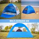 EchoSmile Pop Up Tent for 4 Person Family, Beach Tent Sun Shelter with UPF 50+ UV Protection & Waterproof, Lightweight & Easy Automatic Setup Portable Cabana for Outdoor Travel (Dark Blue)