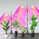 Garpsen LED Grow Light, 5 Head Full Spectrum Plant Light with Gooseneck, 3 Light Modes & 5 Levels Dimmable, 100 LEDs Grow Lamp with 15~63''Adjustable Tripod Stand, for Indoor Plants (2 Pack)