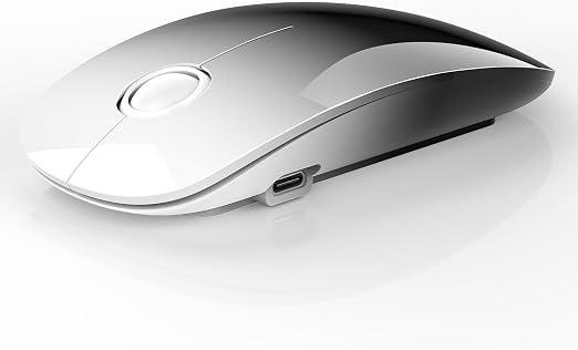 RAPIQUE R306 Pro Wireless Mouse – Bluetooth & 2.4G, Connect Up to 3 Devices, Type-C Rechargeable, Silent Click, Slim Portable Design for Laptop, Tablet & MacBook – White to Black Gradient