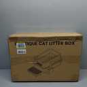 Stainless Steel Cat Litter Box - Enclosed XL Metal Kitty Litter Box with Lid for Big Cats, High Sided, Anti-Leakage, Easy Cleaning, Non-Sticky, Included Litter Mat, Cat Bowl & Spoon (Grey)