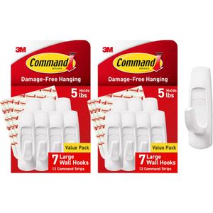 Command Large Utility Hooks, 14-Hooks, 24-Strips, Organize Damage-Free