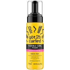 Got2B Curled Flexible Curl Foam, 6.7 Fl Oz, Hair Mousse for Frizz Control and Heat Protection, Lightweight Hold, No-Crunch Definition for Wavy & Curly Hair Styling, Aloe Vera & Vitamin E Infused