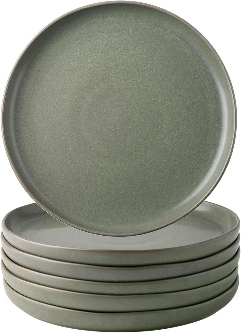 AmorArc Ceramic Dinner Plates Set of 6, Wavy Rim 10.5 Inch Stoneware Dish Set, Dinnerware Plates for Kitchen-Microwave&Dishwasher Safe, Scratch Resistant-Reactive Glaze Matte