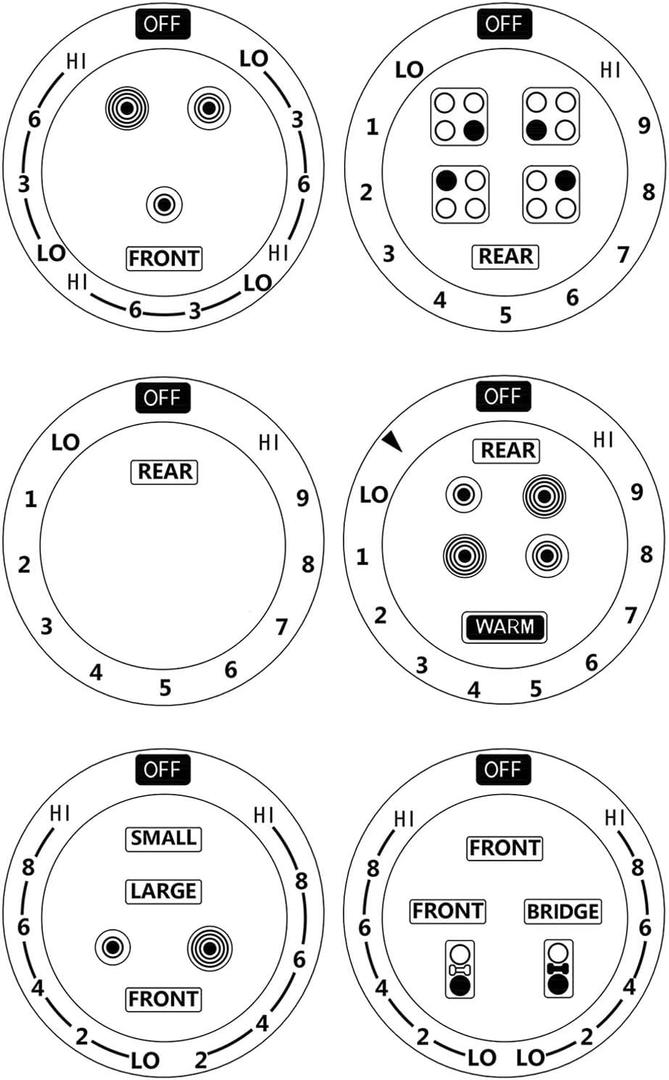 3-Pack MANWU 6 Stove dials Sticker for Burner cooktop hob Cooker top Oven Replacement Adhesive knob Symbols (Black Print ON Clear for Silver, White or Light Coloured Cooker Tops)