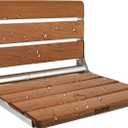 18 inch Teak Folding Shower Seat Wall Mounted, Foldable Shower Bench, 400lbs Max Load, Space-Saving Fold Down Design for Seniors, Elderly & Small Shower Spaces