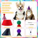 Tegeme 20 Pcs Mini Party Hats for Stuffed Animals Felt Glitter Birthday Party Cone Hats Multicolor Tiny Hat with Pom Pom for Pet Dog Cat Rabbit Doll Animal Figure Assorted Decoration Costume Accessory