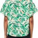 Anne Klein Womens Women's Flutter Sleeve Printed Top (S)