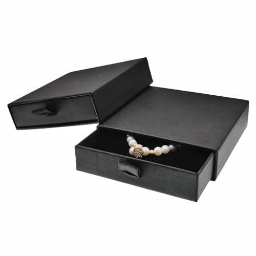 GymRichy 2 Pack Jewelry Gift Boxes Cardboard Jewelry Boxes, 3.5 x 3.5 x 1 Inch Small Gift Boxes for Jewelry Earrings Necklaces Handmade Bangles Bracelets (Black)