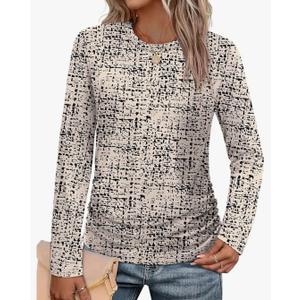 Long Sleeve Shirts for Women Ruched Fall Tops Crew Neck T Shirts Fashion Clothing 2025 Size Small
