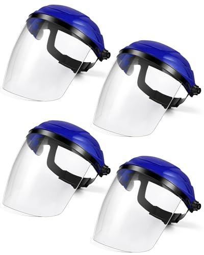 Tellegloww 4 Pack Safety Face Shield for Grinding and Cutting, Full Impact Resistant Face Shield Mask for Work Chemical Woodworking (Blue)