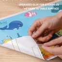 Disposable Stick-on Placemats 40 Pack for Baby & Kids, Toddler Placemats in Reusable Pouch 12" x 18" (Blue Ocean Life)
