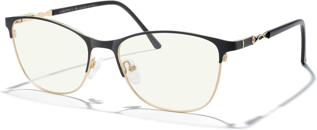 MERRY'S Women Reading Glasses Blue Light Blocking Glasses for Women Computer Reading Glasses (Black&gold-52mm)
