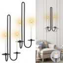 Wall Sconce Candle Holder Metal Hanging Wall Decorations for Home,Living Room, Bathroom, Dining Room, Set of 2（Black)