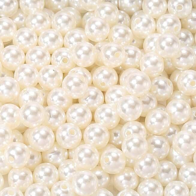 2 x 200PCS 12MM Ivory Whtie Faux Pearls Beads with Holes Summer Acrylic Round Imitation Artificial Loose Spacer Pearl Bead Bulk for Jewelry Making Earrings Bracelets Necklace Decor DIY Craft