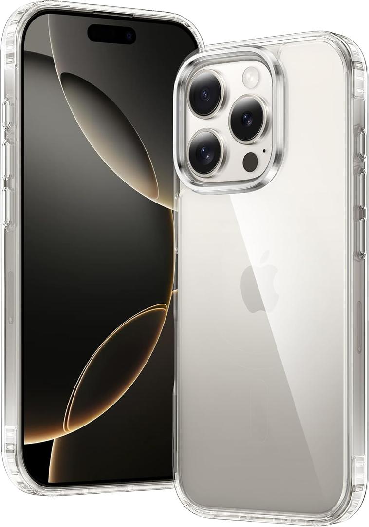 FNTCASE for iPhone 16 Pro Case: Clear Phone Cases Compatible with Magsafe Slim Anti Yellowing Military Grade Drop Protection Rugged Shockproof Protective Transparent Cell Phone Cover (B-Clear)