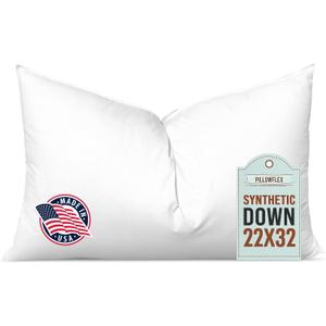 Pillowflex Synthetic Down Pillow Insert - 22x32 Down Alternative Pillow, Ultra Soft Oversized Queen Bed Sleeping Pillow, Large Rectangle Sham - 1 Decorative Pillow Form, 22 Inch by 32 Inch