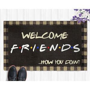 onwq Welcome Friends Funny Quotes Gift for Friends Decoration Doormat Kitchen New Home Entry House Bedroom Entrance Rugs Rubber Non-Slip Front Floor Porch Indoor/Outdoor Door Mats 30"X18"