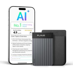 Plaud Note Pro AI Voice Recorder, Transcribe & Summarize with AI Note Taker for Meetings & Calls, Professionals & Teams, Supports 112 Languages, Ultra-Slim, InstantView Display, Case Included, Black