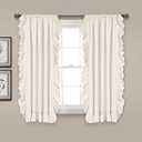 Lush Decor Reyna White Window Panel Curtain Set for Living, Dining Room, Bedroom (Pair), 63" x 54"