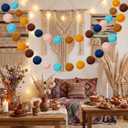 Boao 2 Pack Boho Pom Pom Garland Spring Decorations 12 ft Cute Hanging Colorful Ball Garland Banner, Spring Home Decor for Mantle, Fireplace, Wall, Classroom Christmas Tree, Birthday Party Supplies