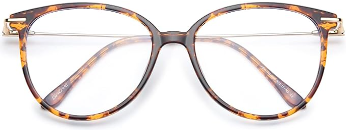 Gaoye Blue Light Blocking Glasses - Trending Round TR90 Frames, Metal Arms, UV400 Protection - Matching Soft Case, 1 Pack