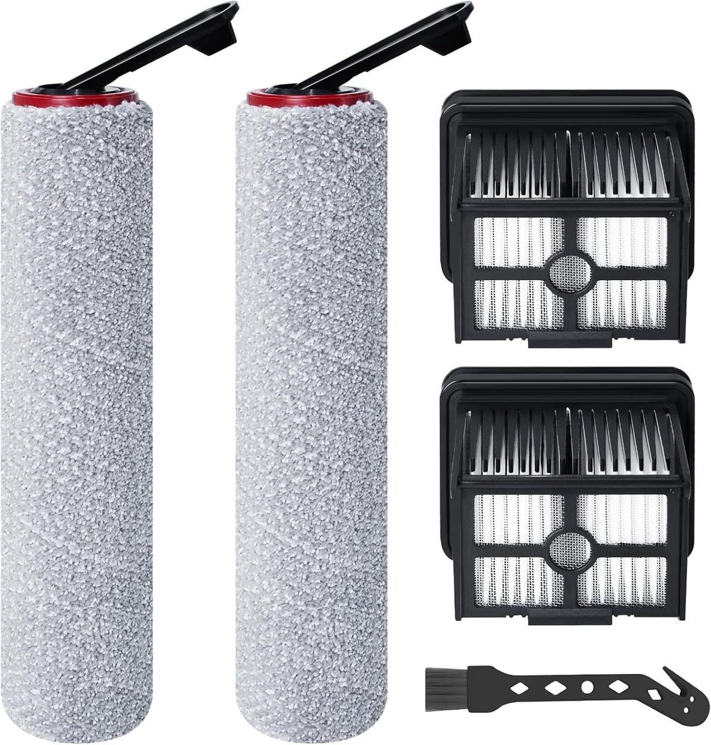 Roller Brush and HEPA Filter for DREAME H12 Pro FlexReach / H15 Pro Wet Dry Vacuum Cleaner Replacement Parts, 2 Roller Brush + 2 HEPA Filters + 1 Cleaning Brush