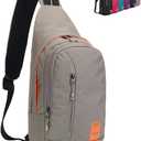Peicees Small Sling Backpack Waterproof Unisex Shoulder Bag Chest Crossbody Daypack (Large, 2_gray)