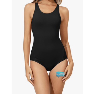 Beautikini Period Swimwear Women's One Piece Leak Proof Menstrual Bathing Suit Racerback Training Swimsuit for Teens Girls , Medium (Black)
