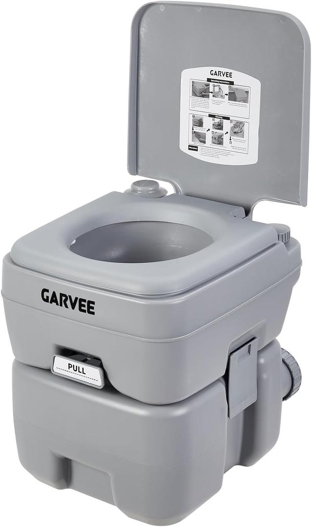 5.3 Gallon Portable Toilet for Camping, with Detachable Tank, Ideal for Boat, Truck & RV Use, Gray