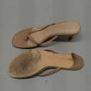 Coutgo Women's Kitten Heel Flip Flops Slip On Thong Slide Sandals Comfortable Summer Beach Shoes (8, Light Brown)