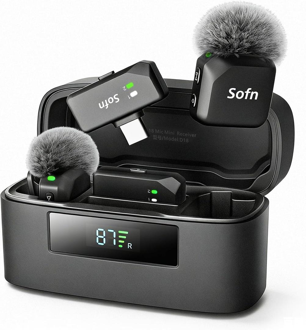 Wireless Lavalier Microphone for iPhone and Android(Lightning & USB-C),Lapel Mini Mic with 3-Level AI Noise Reduction,Wireless Mic with Magnetic Sheet for Video Recording,Vlog,YouTube