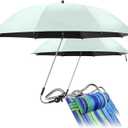 Talltalk 2 Pcs Beach Umbrella with Universal Clamp Adjustable Beach Shade UV Protection Chair Portable Outdoor Umbrella for Camping Patio Chairs Golf Carts