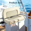 Boat Bench Seat,Low Back Double Folding Boat Seat,Seat for Bass Jon Fishing Boat (Cream)