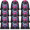 Sunnymove 12 Pcs Ice Cream Drip Baseball Drawstring Bag Sport Party Goodie Favor Baseball Gifts Bag Candy Treat Sackpack Goodie Favor for Sport Teams Birthday Theme Party Supplies (Black Ice Cream)