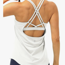 icyzone Workout Tank Tops Built in Bra - Women's Strappy Athletic Yoga Tops, Running Exercise Gym Shirts L