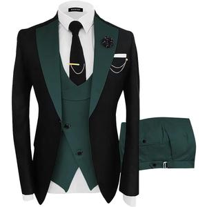 Wangyue Tuxedo for Men 3 Piece Men's Suits Slim Fit Mens Suit Double Breasted Tux Blazer Vest Pants Wedding Suits Man (Small, Dark Green)