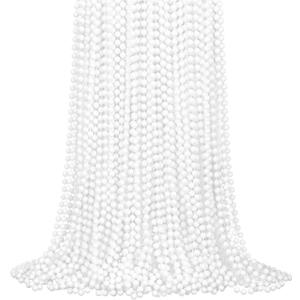 YAXINRUI 72 PCS White Mardi Gras Beads, 33" White Bead Necklaces Party Costume Necklace Round Parade Throw Beads in Bulk for Mardi Gras Christmas Festive Events, Party Favors