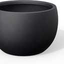 Kante 11.8-Inch Dia Round Concrete Planter, Bowl-Style Flower Pot with Drainage Hole for Patio, Garden and Home - Ideal for Flower and Trees (9.4" Opening), Black