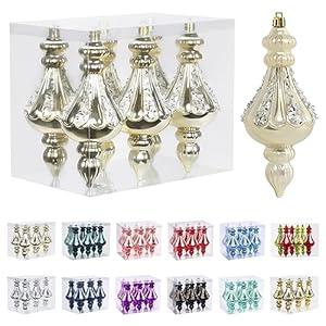 RoseCraft Christmas Ornaments Set, 5.9Inch Plastic Shatterproof Christmas Ball Hanging Ornaments for Xmas Tree Decorations, for Indoor Home Thanksgiving Party Decor - 6Pcs / Champagne.