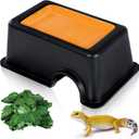 Hamiledyi Reptile Hide Box Gecko Hideout Cave with Sink Humidifier Lizards Hideaway Hut Flexible Leaves Pet Habitat Decor for Snakes Leopard Spiders Turtles Amphibians
