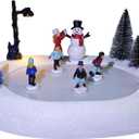 Christmas Village Ice Rink, Colorful Lighted Animated Musical Winter Snow Village Indoor Decorations for Home Tabletop Gift