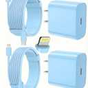 FEEL2NICE iPhone Charger Fast Charging 2 Pack Type C Wall Charger Block with 2 Pack [6FT&10FT] Long USB C to Lightning Cable for iPhone 14/13/12/12 Pro Max/11/Xs Max/XR/X,AirPods Pro,Blue